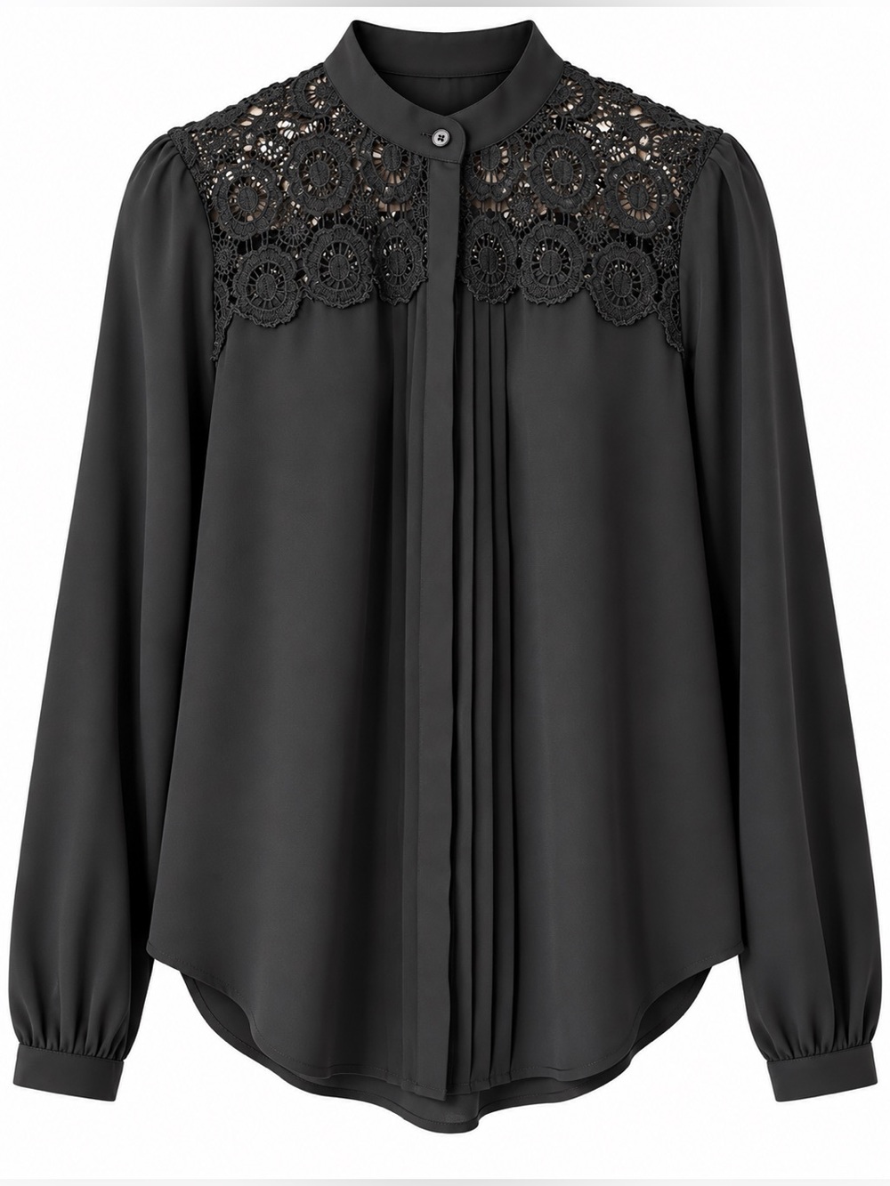 Abercrombie & Fitch Black Crochet Lace Pleated Blouse M